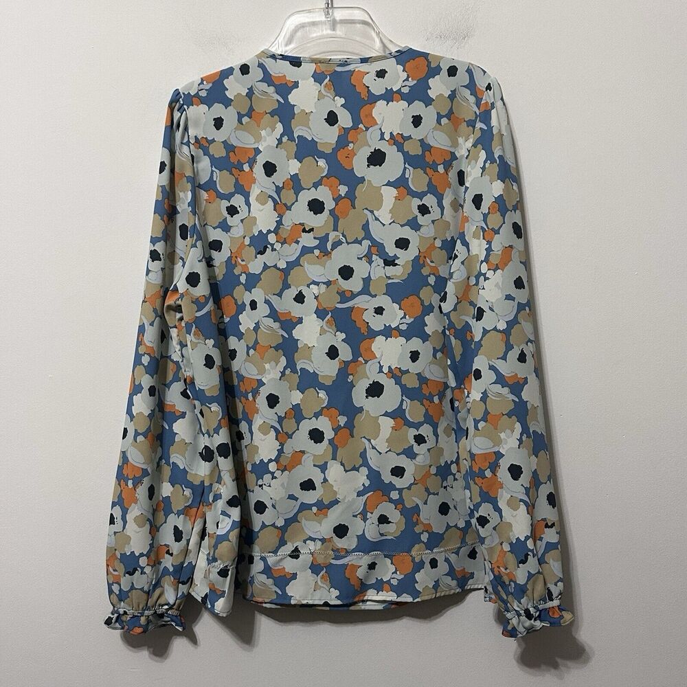 Joie Floral Fields Long Sleeve Peasant Top Blouse M Casual Summer Blue Popover - Picture 10 of 11